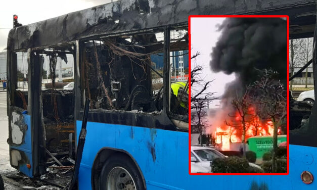 Hatalmas lángokkal égett egy busz Dél-Budán, nem sok maradt belőle
