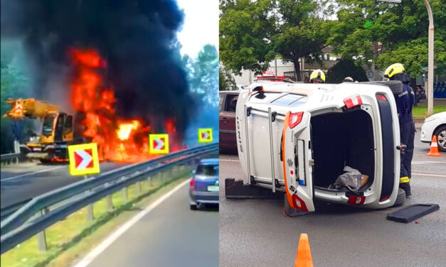 Kiégett egy darus autó az M0-M2-es csomópontnál, közben nagyon csúszott a Suzuki az Üllői úton
