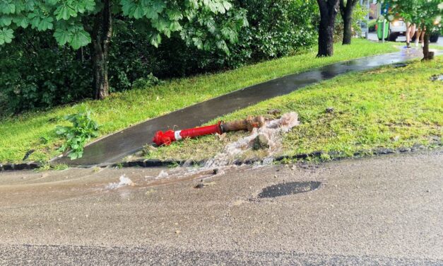Elnézte a kanyart a sofőr a 2. kerületben, ki is döntött egy tűzcsapot: a kiömlő víz még egy pincét is elárasztott – Fotók a helyszínről