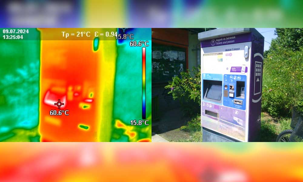 Hőkamerával az agglomerációban: Tűzforró aszfalt, brutálisan meleg buszmegállók, a BKK-automatákon pedig tojást lehetne sütni