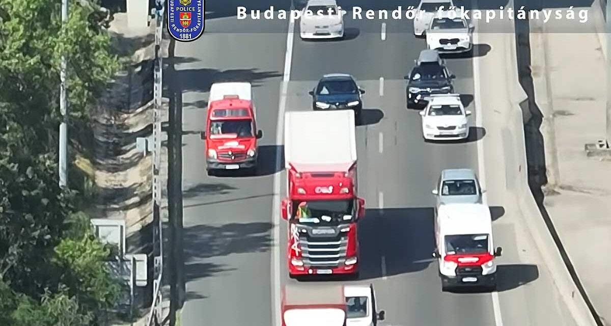 Razzia az M7-en: Drónokkal figyelték a leállósávban pofátlankodó autósokat, egymás után bírságolták meg őket